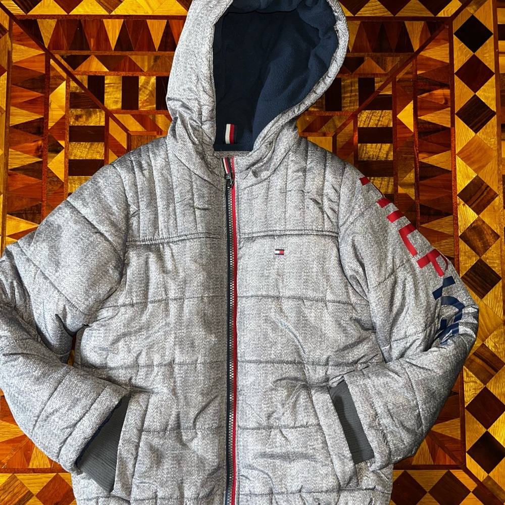 Tommy Hilfiger Gray Hooded Puffer Jacket